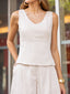 Blusa alfaiataria decote prisma 403149 Skenn feminina, frente com decote destaque