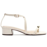 SANDÁLIA SALTO BLOCO TIRAS FINAS ADORNO BRANCO C 30489 0090 0009 ANACAPRI