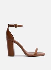 SANDÁLIA MARROM COURO SALTO ALTO BLOCO BÁSICA A 10281 0330 0001 AREZZO