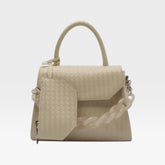 BOLSA SATCHEL OFF WHITE IARA MÉDIA TRESSÊ A 50023 0477 0123 AREZZO