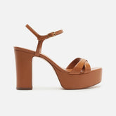 SANDÁLIA MARROM COURO BLOCO MEIA PATA TIRAS CRUZADAS A 13967 0004 0004 AREZZO