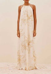 VESTIDO LONGO DECOTE ALTO DET 103731 CACAY