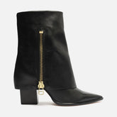 Bota Preta Couro Cano Médio Capa Zíper A 04661 0013 0005 Arezzo