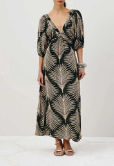 VESTIDO MIDI ELASTICO ESTAMPADO 104593 CACAY