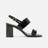 SANDÁLIA PRETA COURO SALTO BLOCO TIRAS LARGAS A 13877 0002 0002 AREZZO