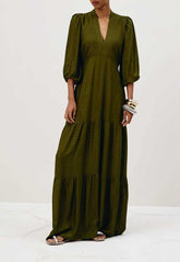 VESTIDO LONGO DECOTE PALA LISO 104725 CACAY