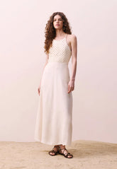 VESTIDO MIDI BUSTO MALHA RENDADA 105608 CACAY