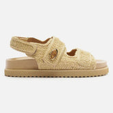 SANDÁLIA PAPETE BEGE BORDADA TRATORADA VELCRO A 13708 0016 0001 AREZZO