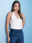 Blusa regata chic cetim feminina Skenn frente