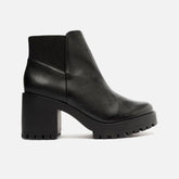 Bota Preta Couro Salto Bloco Tratorado Elástico A 10613 0001 0004 Arezzo