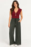 Verde Escuro | Calça Pantalona Malha Lisa Verde Escuro 107928-431-A Cacay — frente