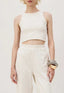 Blusa cropped justa regata Cacay preta frente, mulher, marca Cacay