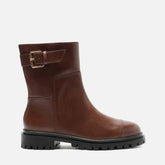 BOTA MARROM COURO CANO CURTO TRATORADA FIVELA A 13723 0009 0002 AREZZO