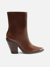 Bota Marrom Couro Cano Curto Salto Alto Ponteira A 12813 0015 0002 Arezzo