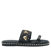 Rasteira Preta Detalhes Triângulo Dourado E Tachas S 21844 0003 0001 Schutz