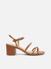 SANDÁLIA CARAMELO SALTO MÉDIO BLOCO TIRAS FIVELA A 10055 0598 0025 AREZZO