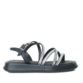 Sandália Preta Tiras Cruzadas Pedraria Bk1680 Vintedoisk