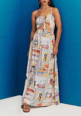 VESTIDO LONGO PALA LASTEX CINTURA 103051 CACAY