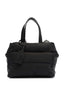 Bolsa Brizza Gigi Pequena preta de nylon acolchoado com alças de mão e etiqueta frontal, vista de frente