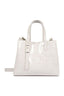 Bolsa tote média Schutz off white em couro envernizado, com alça de mão, alça transversal e logo em relevo