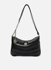 BOLSA TIRACOLO PRETA COURO MÉDIA COSTURAS A 50018 0844 0013 AREZZO