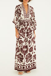 VESTIDO LONGO MANGA FLORAL ARABESQUE 342516 FARM RIO