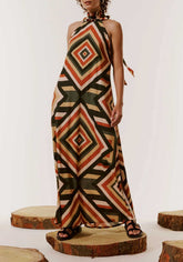 VESTIDO LONGO GOLA ALTA FENDAS 102057 CACAY