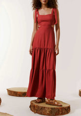 VESTIDO LONGO LAÇO OMBRO LISO 101661 CACAY