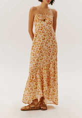 VESTIDO LONGO BUSTO FRANZIDO BARRA 100832 CACAY