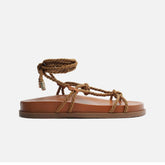 SANDÁLIA PAPETE MARROM TIRAS CORDÃO AMARRAÇÃO A 12016 0224 0002 AREZZO