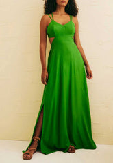 VESTIDO LONGO BUSTO RECORTADO LISO 103096 CACAY