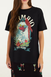 BLUSA T-SHIRT MEDIA DRINK PINTADO 348413 FARM RIO