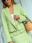 Blazer tweed xadrez 363801 Skenn feminino, frente com padrão xadrez