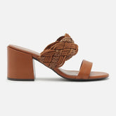 SANDÁLIA MARROM COURO BLOCO TIRAS LARGAS TRANÇADA A 12463 0073 0002 AREZZO