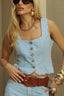 Blusa jeans clara colete slim Alcance, frente feminina