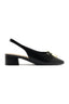SCARPIN SLINGBACK SALTO BLOCO APLIQUE METAL PRETO C 30705 0026 0001 ANACAPRI