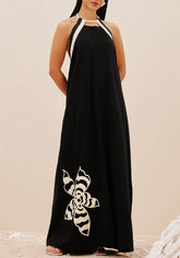 VESTIDO LONGO SILK FLOR 103820 CACAY