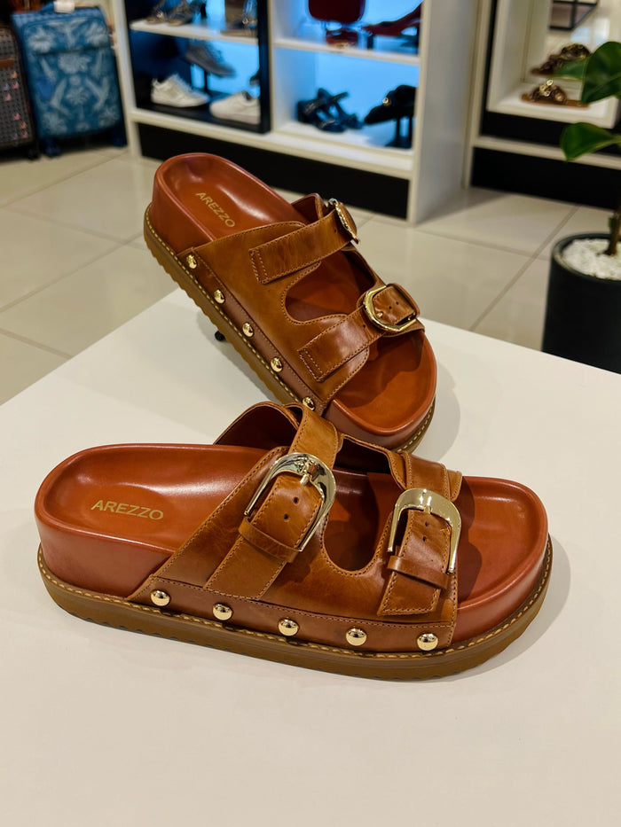 Sandália Papete Plataforma Caramelo Tachas A 14279 0003 0004 Arezzo