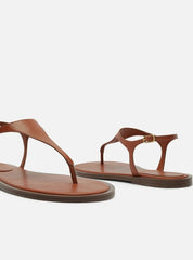 SANDÁLIA RASTEIRA MARROM COURO THONG TORNOZELEIRA A 13988 0001 0002 AREZZO