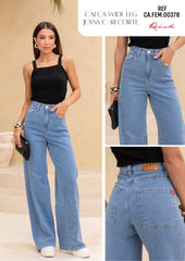 CALÇA JEANS WIDE LEG RECORTE CAFEM00378 REVANCHE