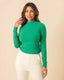 Blusa manga longa gola alta canelada B7160 Coqueta, frente feminina