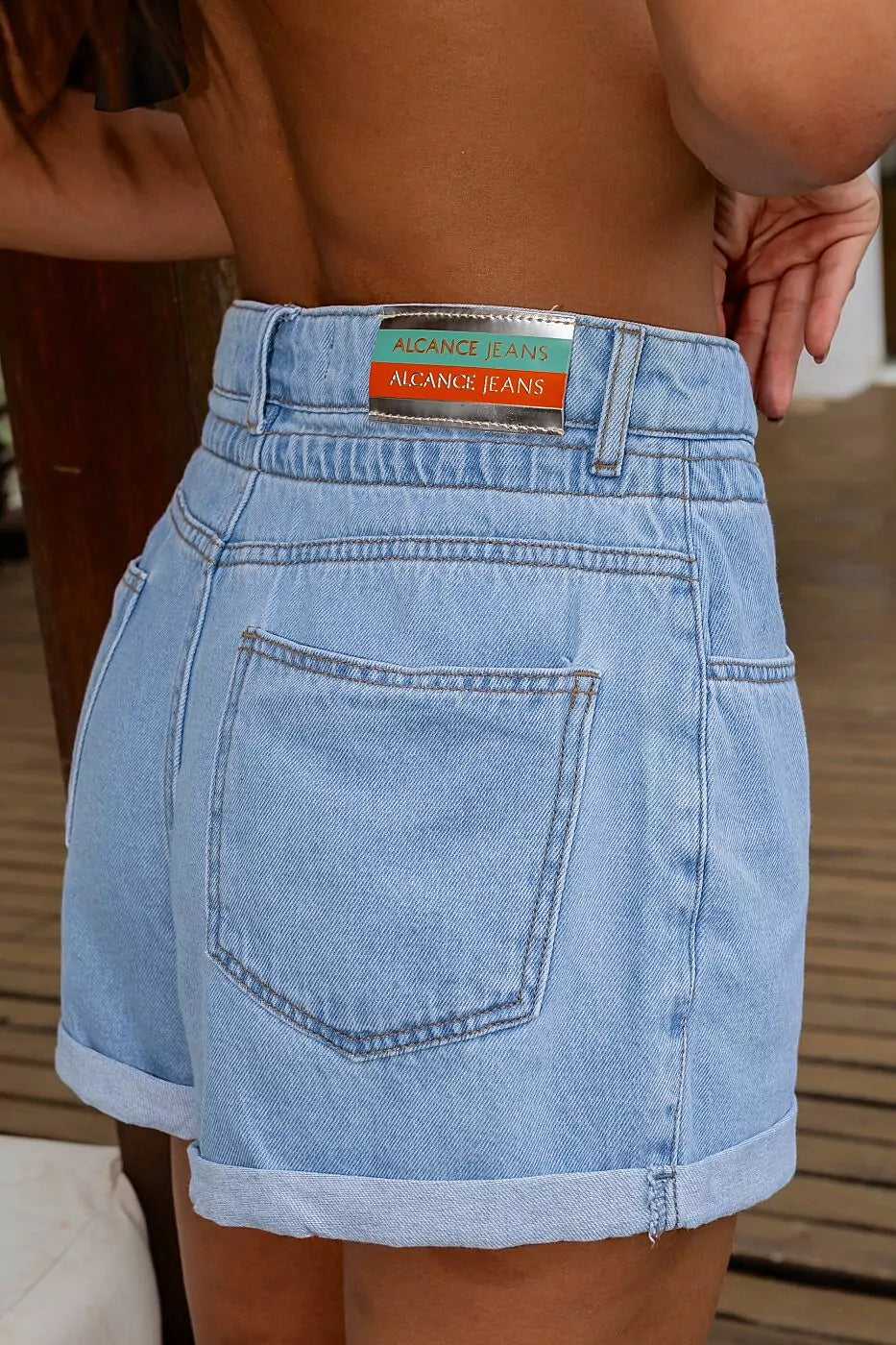 SHORTS JEANS MOM ELASTICO BARRA 7834 ALCANCE Imagem secundária do produto