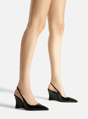 SCARPIN PRETO COURO SALTO ANABELA SLINGBACK A 13701 0002 0009 AREZZO