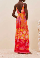 VESTIDO LONGO DECOTE PROFUNDO 103767 CACAY