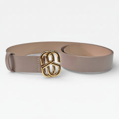 CINTO EMBLEM COURO BEGE  S 43001 0002 0084 SCHUTZ