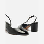 SCARPIN PRETO COURO SALTO BLOCO SLINGBACK A 14209 0001 0001 AREZZO