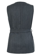 Blusa colete longue Skenn em ângulo lateral, silhueta alongada