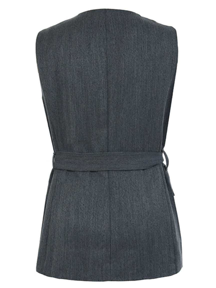Blusa colete longue Skenn em ângulo lateral, silhueta alongada