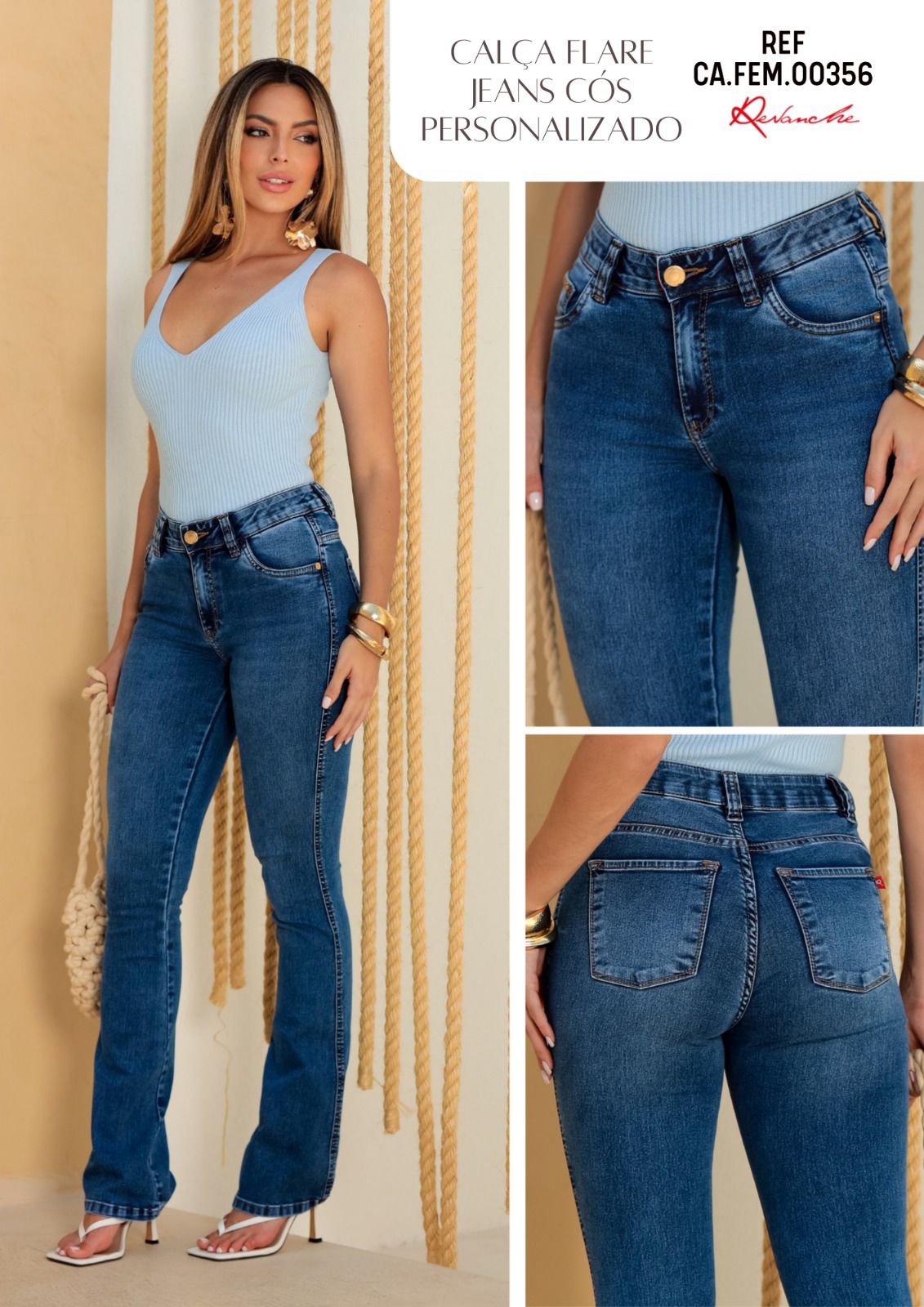 CALÇA JEANS FLARE COS PERSONALIZADO FEM00356 REVANCHE Imagem secundária do produto