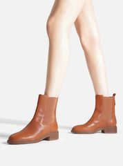 BOTA CHELSEA MARROM COURO SALTO BAIXO BLOCO A 13346 0011 0003 AREZZO